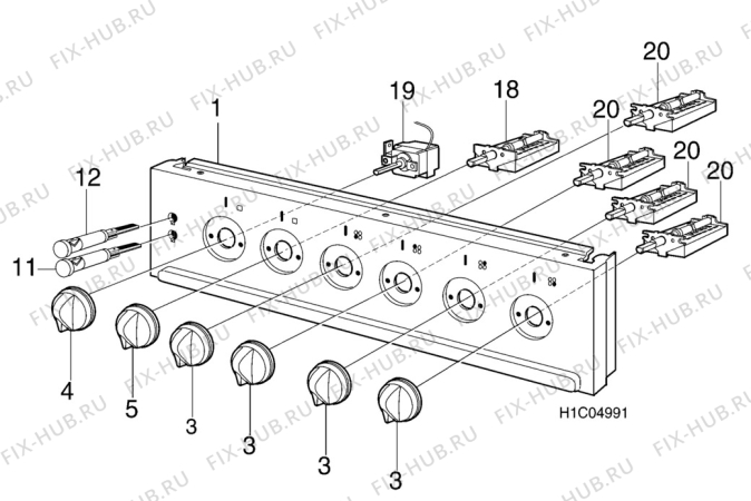 Взрыв-схема посудомоечной машины Zanussi ZL54C - Схема узла H10 Control Panel